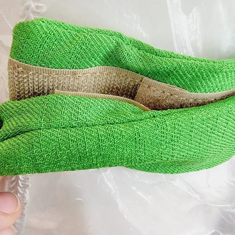 Vintage 80s Style Green Blue Braided Fabric Adjustable Belt 37